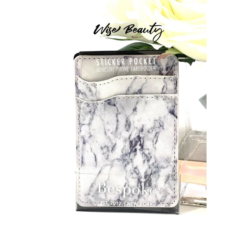 Bespoke Men's Mini Wallet Adhesive Phone Cardholder Light Gray Marble NEW